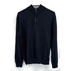 J. Hilburn Mock Neck 1/4 Zip Pullover Sweater Black Mens Sz M